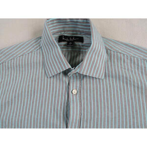 Nicole Miller Men's Modern Fit L Button Up Striped Shirt - Large 16 (32/33)